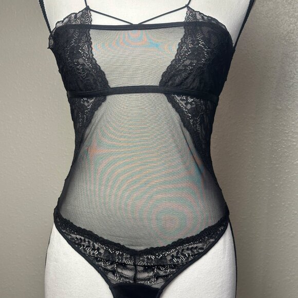 Zara Womens Black Sheer Lace Bodysuit With Adjustable Straps Size Small NWT - Picture 10 of 16